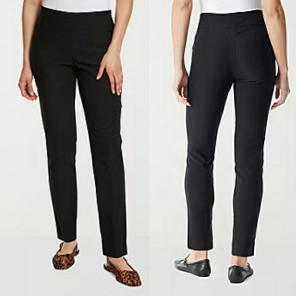 Gloria Vanderbilt Regular Fit Straight Black Trouser, Size 4